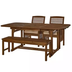 Kirklands Home Outdoor Dining|Dark Wood Slat Back 4-pc. Outdoor Dining Set Brown