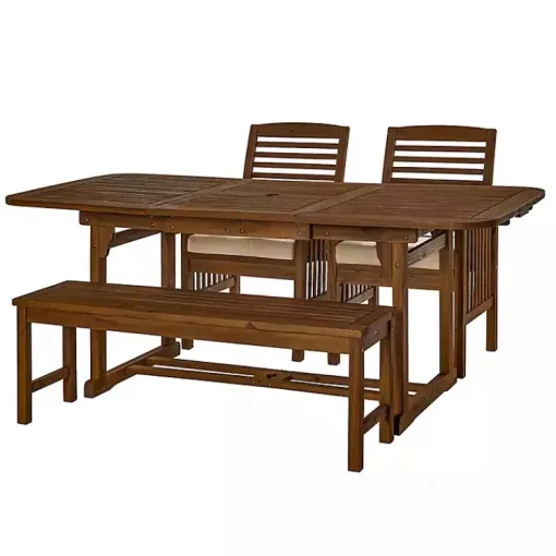 Kirklands Home Outdoor Dining|Dark Wood Slat Back 4-pc. Outdoor Dining Set Brown