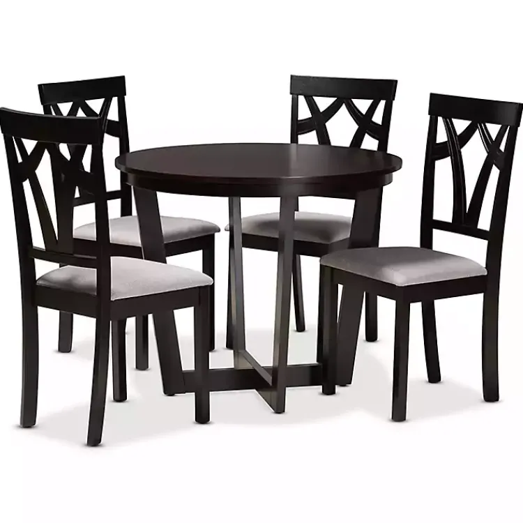 Kirklands Home Dining Tables|Dark Wooden Interlocked Base 5-pc. Dining Set