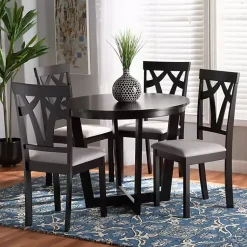 Kirklands Home Dining Tables|Dark Wooden Interlocked Base 5-pc. Dining Set