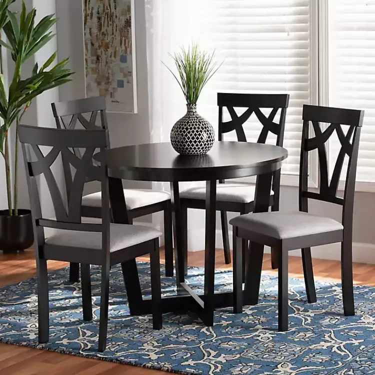 Kirklands Home Dining Tables|Dark Wooden Interlocked Base 5-pc. Dining Set