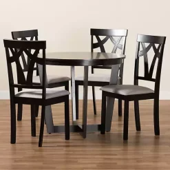 Kirklands Home Dining Tables|Dark Wooden Interlocked Base 5-pc. Dining Set