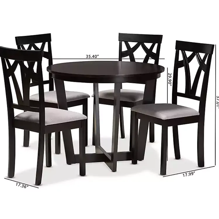Kirklands Home Dining Tables|Dark Wooden Interlocked Base 5-pc. Dining Set