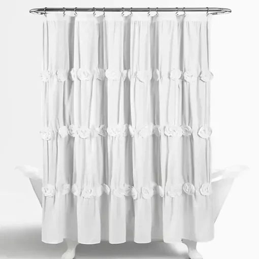 Kirklands Home Shower Curtains|Darla Floral Shower Curtain White