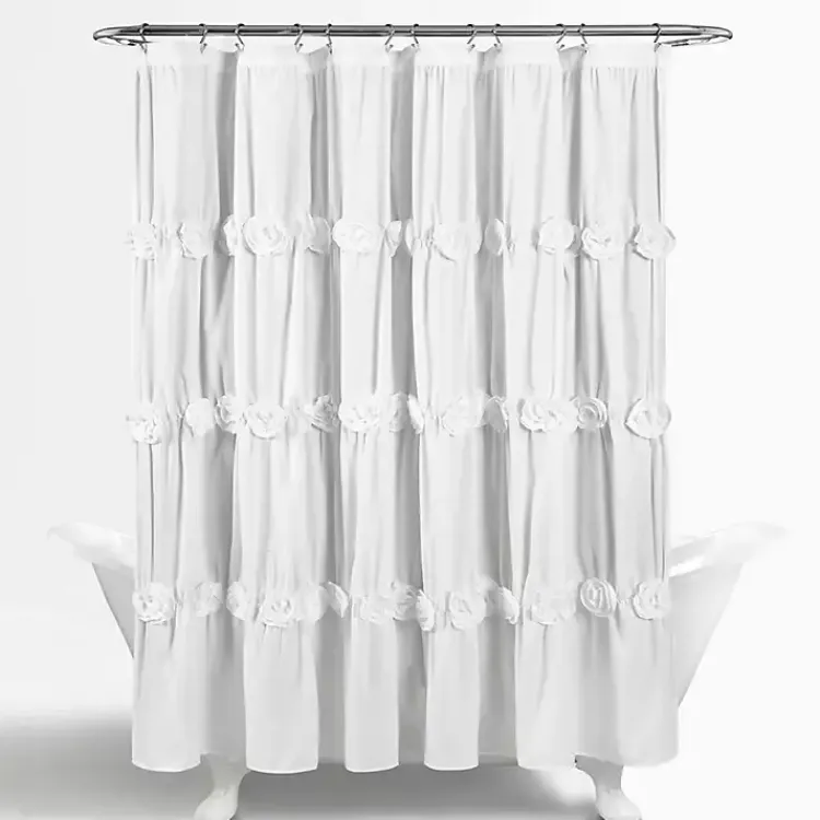 Kirklands Home Shower Curtains|Darla Floral Shower Curtain White