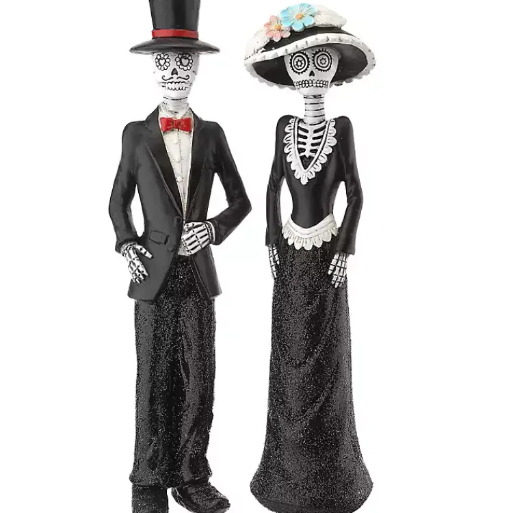Day of the Dead Skeleton Couple Statues, Set of 2 Halloween