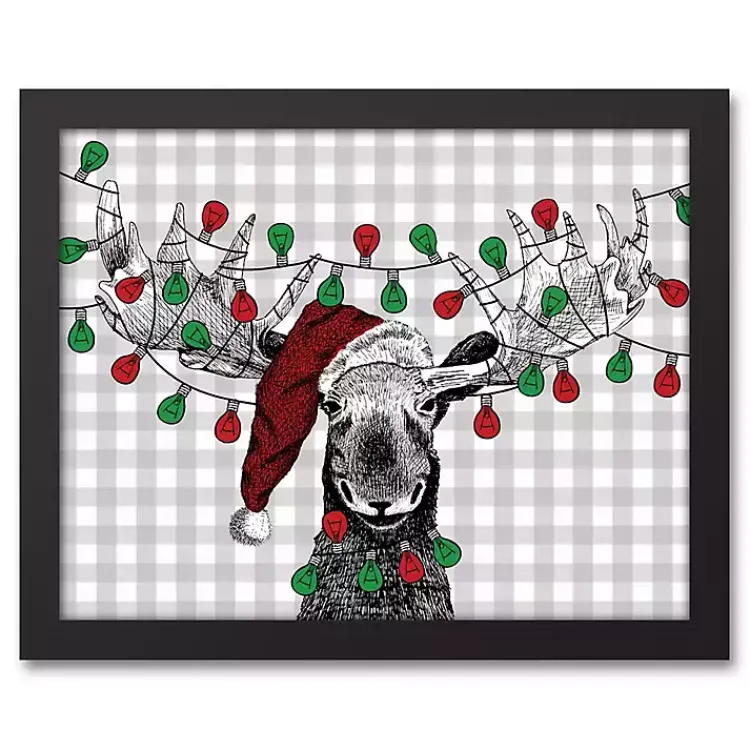Decorated Moose Framed Canvas Art Print Christmas Art & Wall Decor