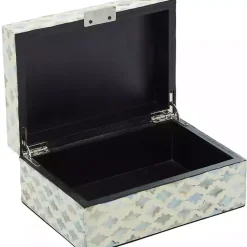 Clearance Decorative Mussel Shell Wood Boxes, Set of 2 Baskets & Boxes