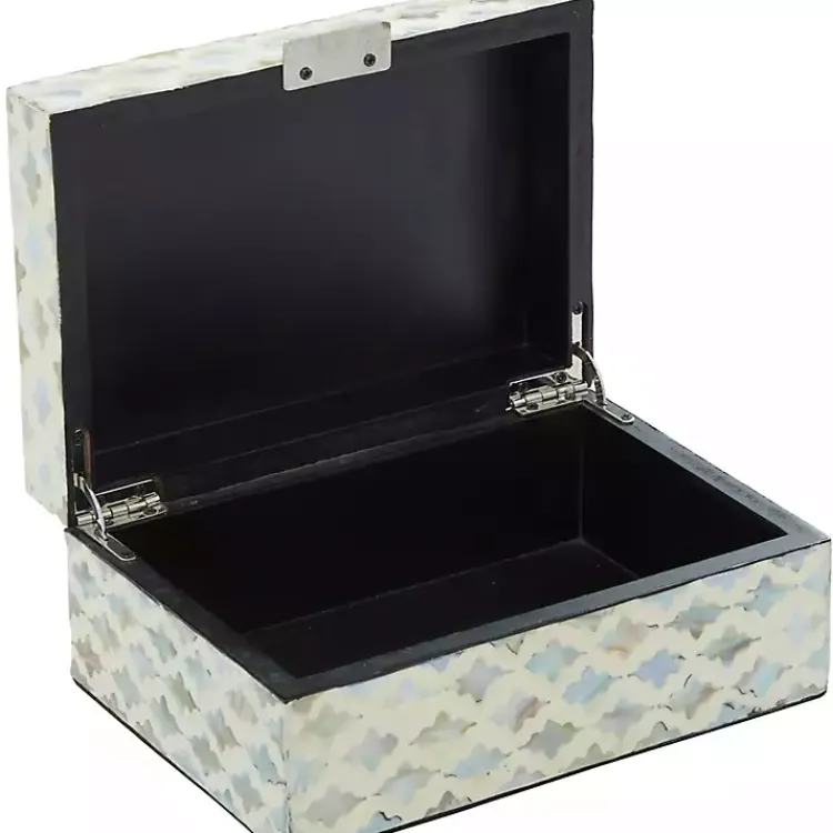 Clearance Decorative Mussel Shell Wood Boxes, Set of 2 Baskets & Boxes