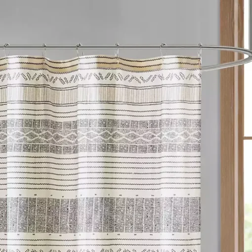 Kirklands Home Shower Curtains|Decorative Stripe Tassel Shower Curtain