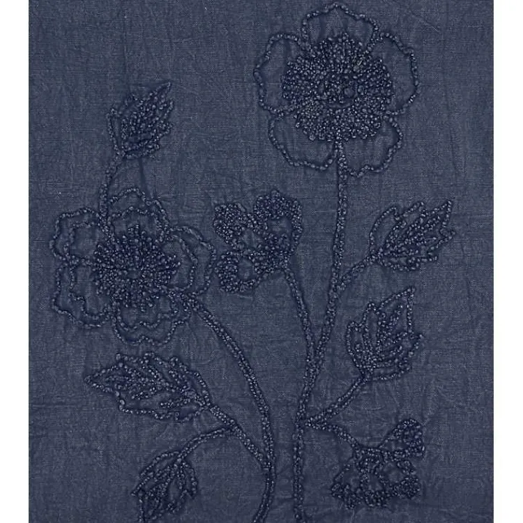 Kirklands Home Table Linens|Deep Floral Embroidered Table Runner Blue