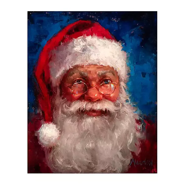 Outlet Deep Blue Santa Portrait Canvas Art Print Christmas Art & Wall Decor