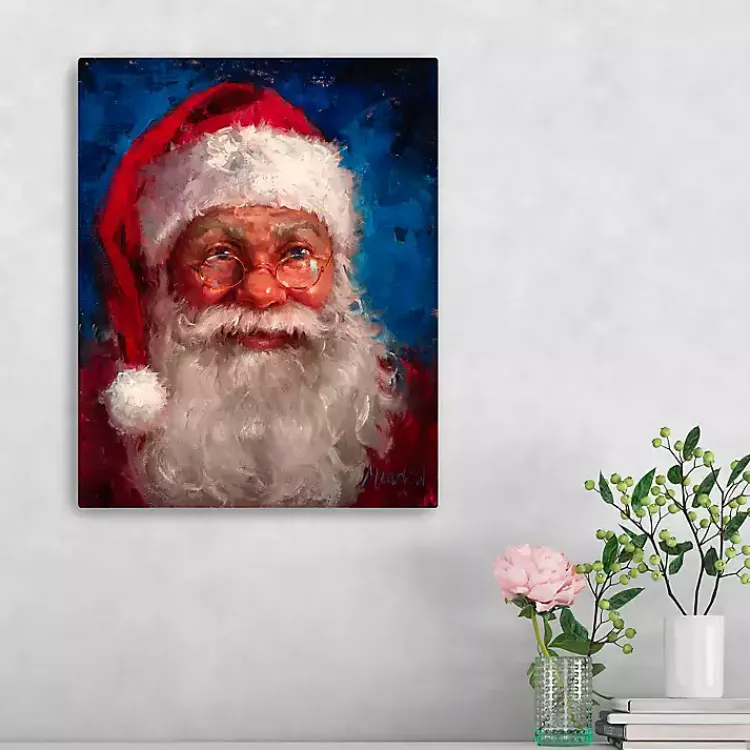 Outlet Deep Blue Santa Portrait Canvas Art Print Christmas Art & Wall Decor