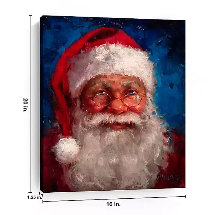 Outlet Deep Blue Santa Portrait Canvas Art Print Christmas Art & Wall Decor