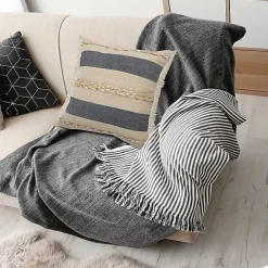 Denim Blue Braided Stripe Throw Pillow, 20 in. Pillows