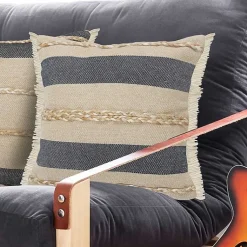 Denim Blue Braided Stripe Throw Pillow, 20 in. Pillows