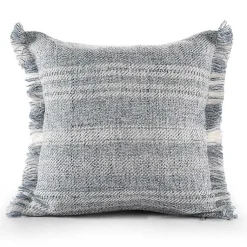Kirklands Home Outdoor Cushions & Pillows|Denim Contemporary Stripe Outdoor Throw Pillow