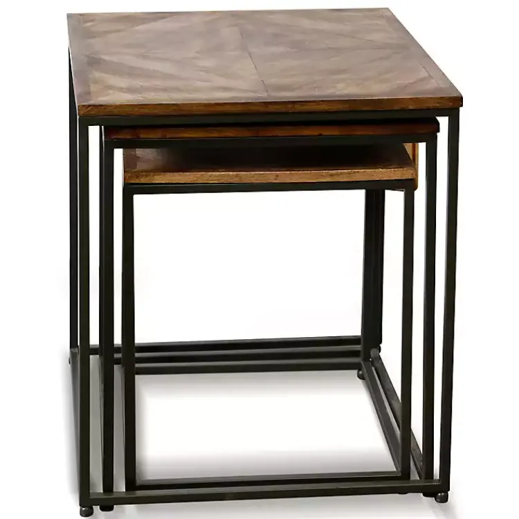 Kirklands Home Accent & End Tables|Diamond Wood Top Nesting Accent Tables, Set of 3 Brown