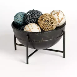 Online Distressed Metal Decorative Bowl with Stand Decorative Bowls & Jars