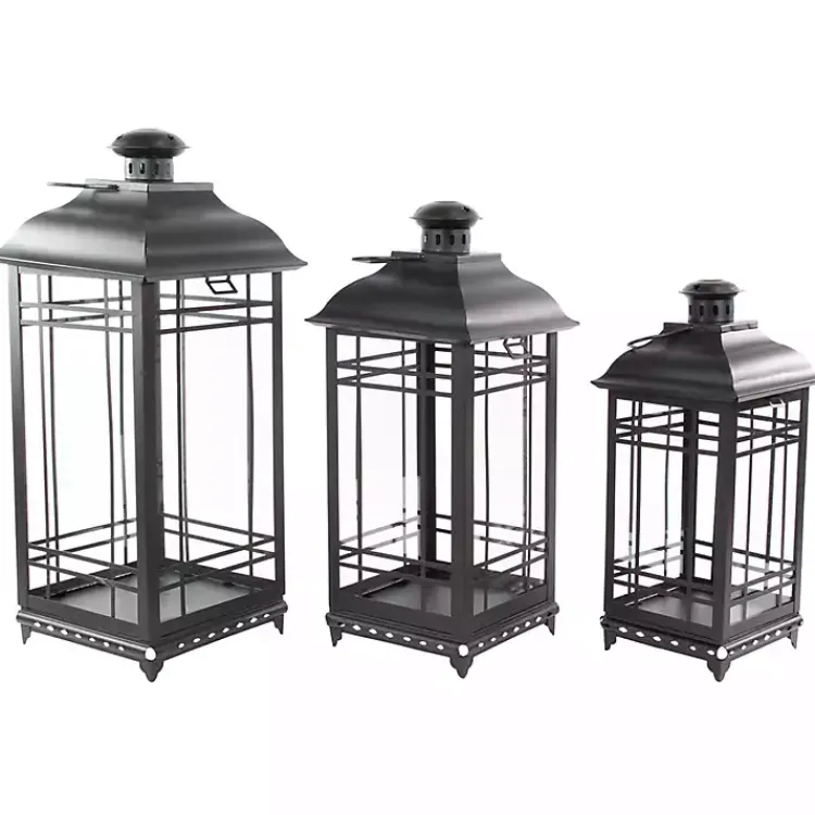 Sale Distressed Metal Lanterns, Set of 3 Lanterns