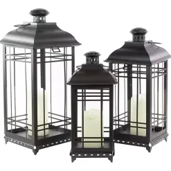 Sale Distressed Metal Lanterns, Set of 3 Lanterns