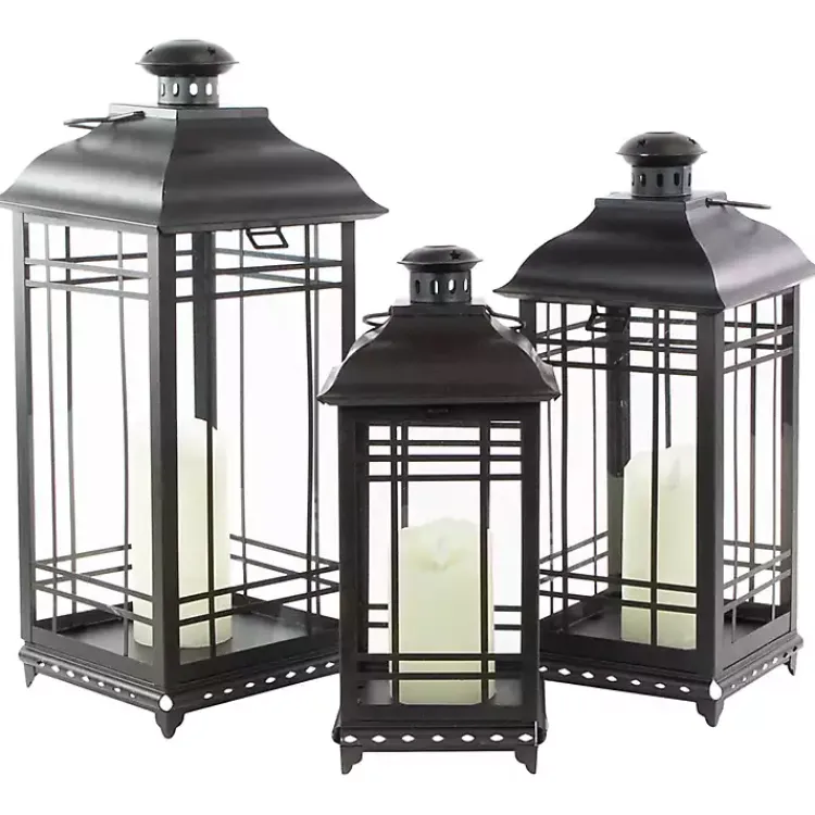 Sale Distressed Metal Lanterns, Set of 3 Lanterns