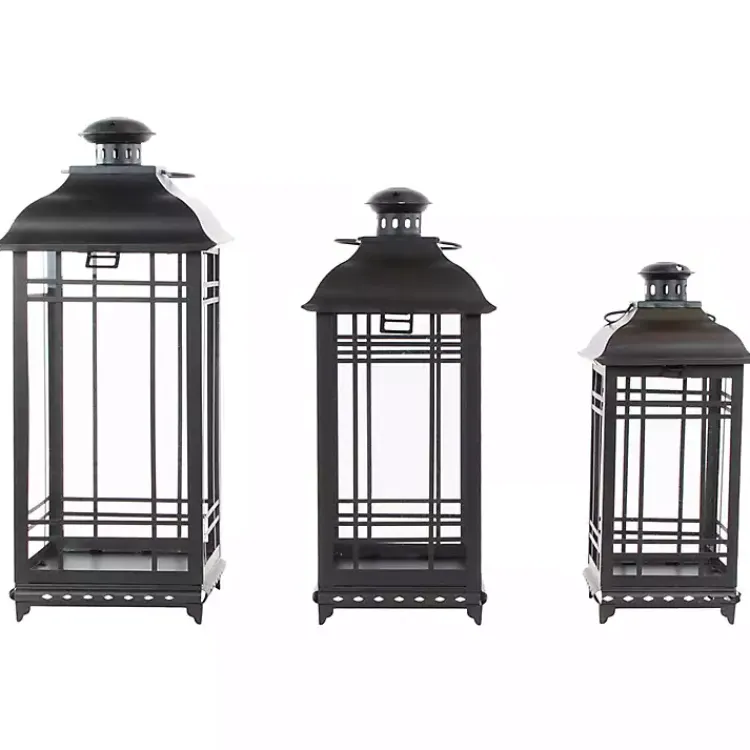 Sale Distressed Metal Lanterns, Set of 3 Lanterns