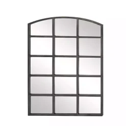 Kirklands Home Decorative Mirrors|Distressed Metal Windowpane Arched Mirror Black