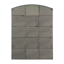 Kirklands Home Decorative Mirrors|Distressed Metal Windowpane Arched Mirror Black