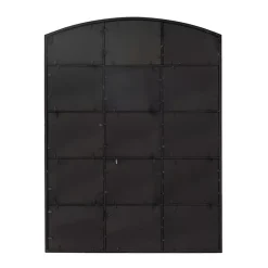 Kirklands Home Decorative Mirrors|Distressed Metal Windowpane Arched Mirror Black