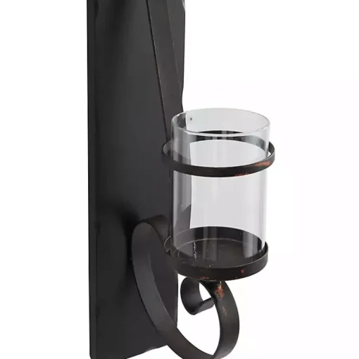 Hot Distressed Black Scrolled Metal Sconce Sconces