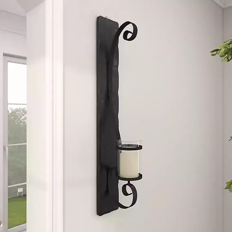 Hot Distressed Black Scrolled Metal Sconce Sconces