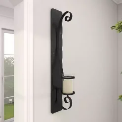 Hot Distressed Black Scrolled Metal Sconce Sconces