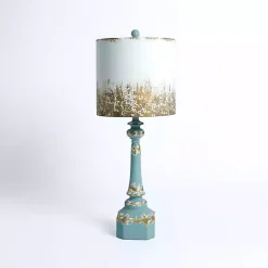 Kirklands Home Table Lamps|Distressed Blue Painted Metal Shade Table Lamp