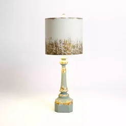 Kirklands Home Table Lamps|Distressed Blue Painted Metal Shade Table Lamp