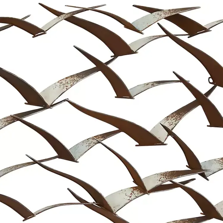 Kirklands Home Wall Plaques|Distressed Metal Flock of Birds Wall Plaque Brown