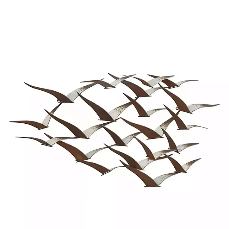 Kirklands Home Wall Plaques|Distressed Metal Flock of Birds Wall Plaque Brown