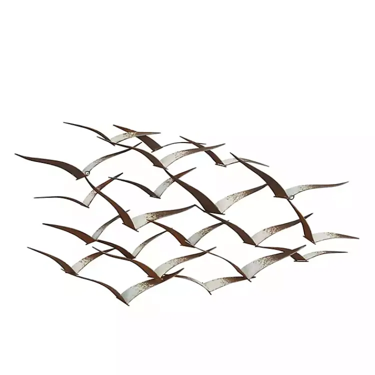 Kirklands Home Wall Plaques|Distressed Metal Flock of Birds Wall Plaque Brown