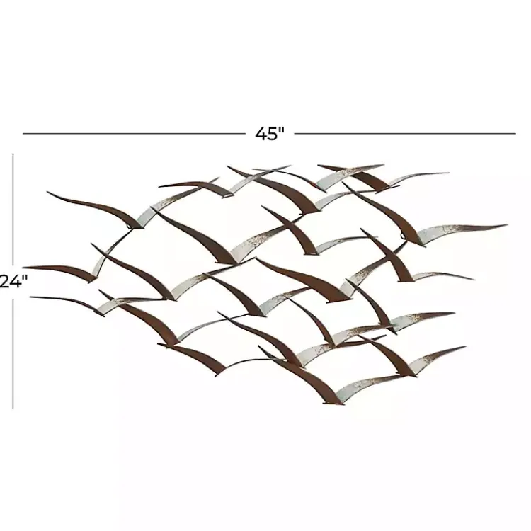 Kirklands Home Wall Plaques|Distressed Metal Flock of Birds Wall Plaque Brown