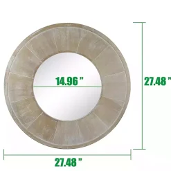 Kirklands Home Decorative Mirrors|Distressed Wood Planked Frame Wall Mirror Brown