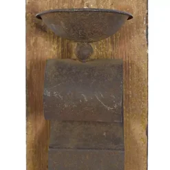 Sale Distressed Brown Wood Wall Sconces, Set of 2 Sconces