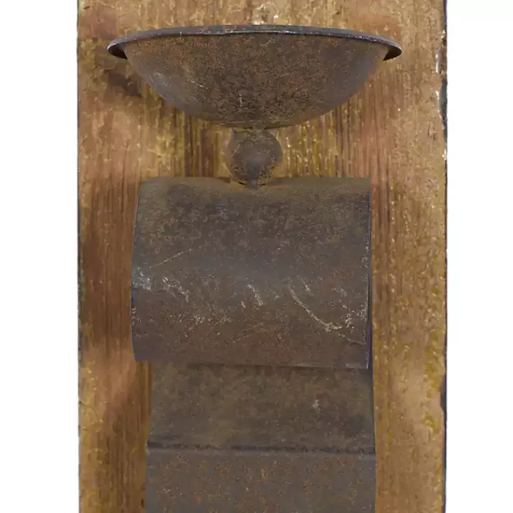 Sale Distressed Brown Wood Wall Sconces, Set of 2 Sconces