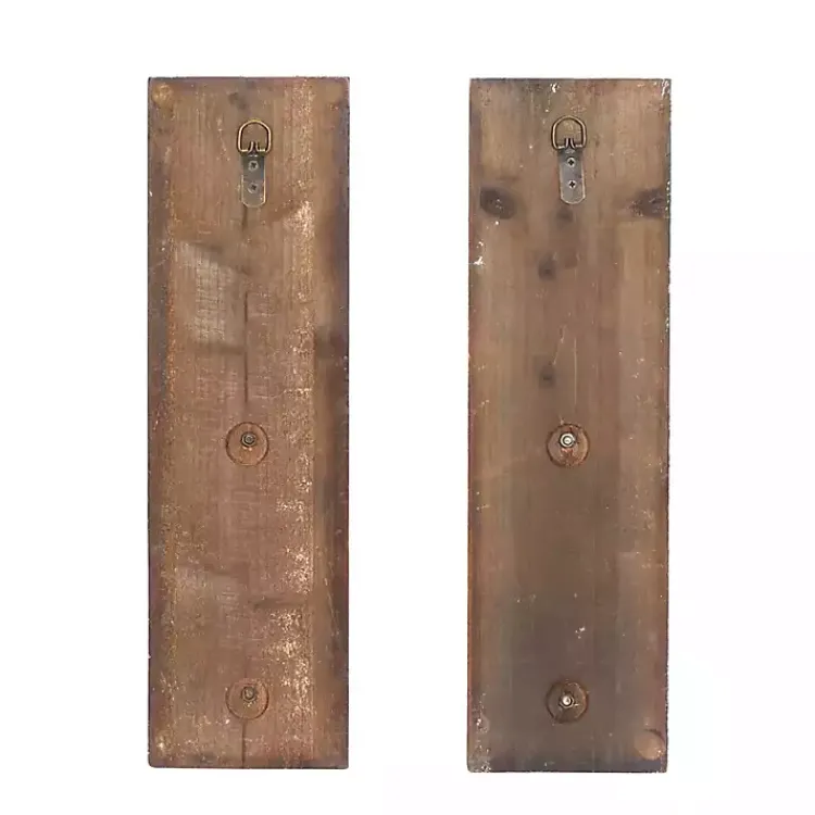 Sale Distressed Brown Wood Wall Sconces, Set of 2 Sconces