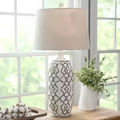 Kirklands Home Table Lamps|Distressed Cream Lilly Table Lamp Tan