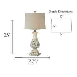 Kirklands Home Table Lamps|Distressed Cream Resin Table Lamps, Set of 2 Ivory