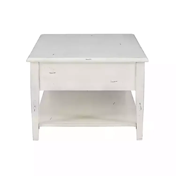 Kirklands Home Coffee Tables|Distressed Cream Wood 3-Drawer Coffee Table Ivory