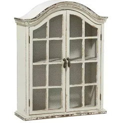 Kirklands Home Wall Storage|Distressed Cream Wood Wall Cabinet