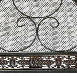Distressed Fleur De Lis Three-Panel Fire Screen Fireplace Accessories