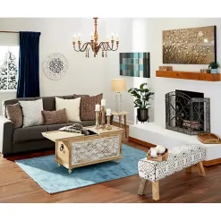 Distressed Fleur De Lis Three-Panel Fire Screen Fireplace Accessories