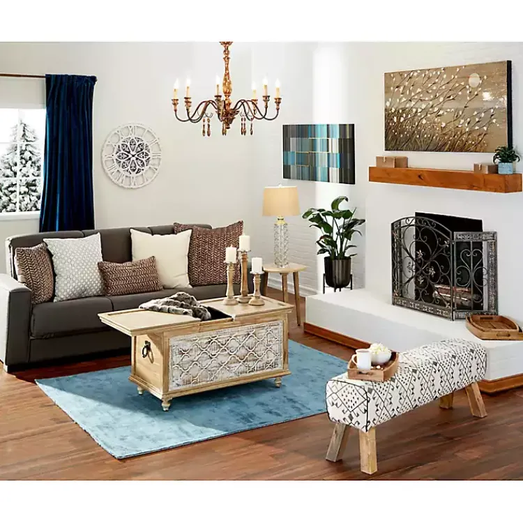 Distressed Fleur De Lis Three-Panel Fire Screen Fireplace Accessories